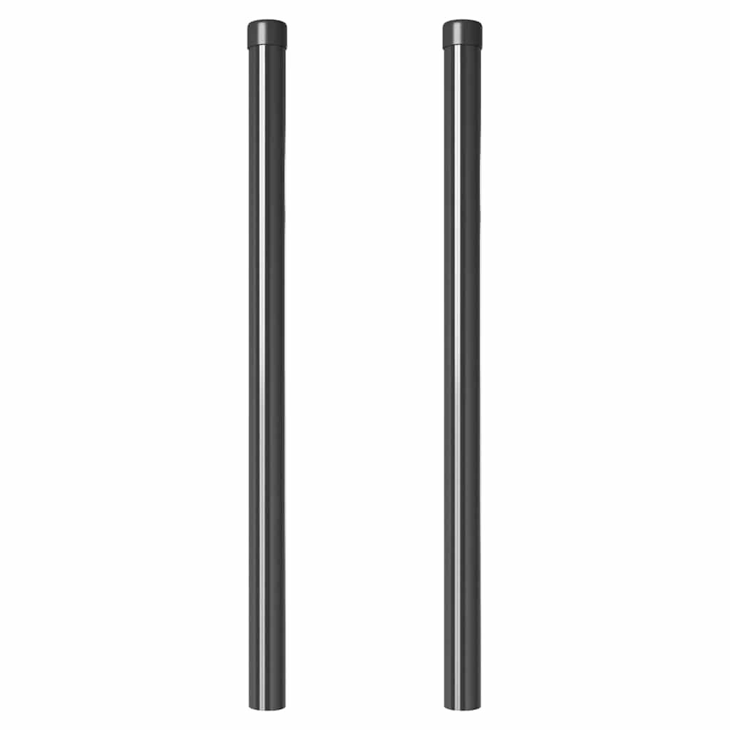 Plotové sloupky 2 pcs Šedá 80 cm Práškově lakovaná ocel