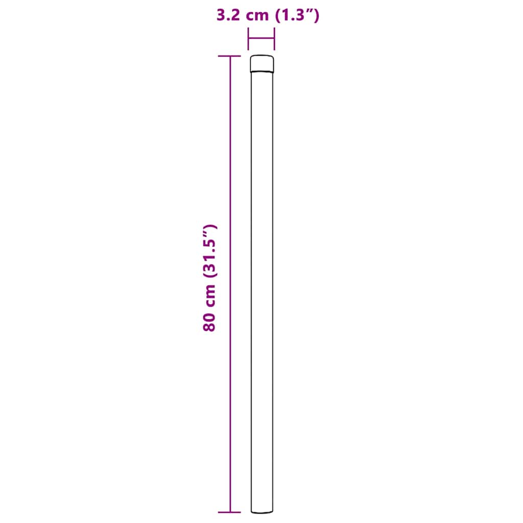 Plotové sloupky 2 pcs Šedá 80 cm Práškově lakovaná ocel
