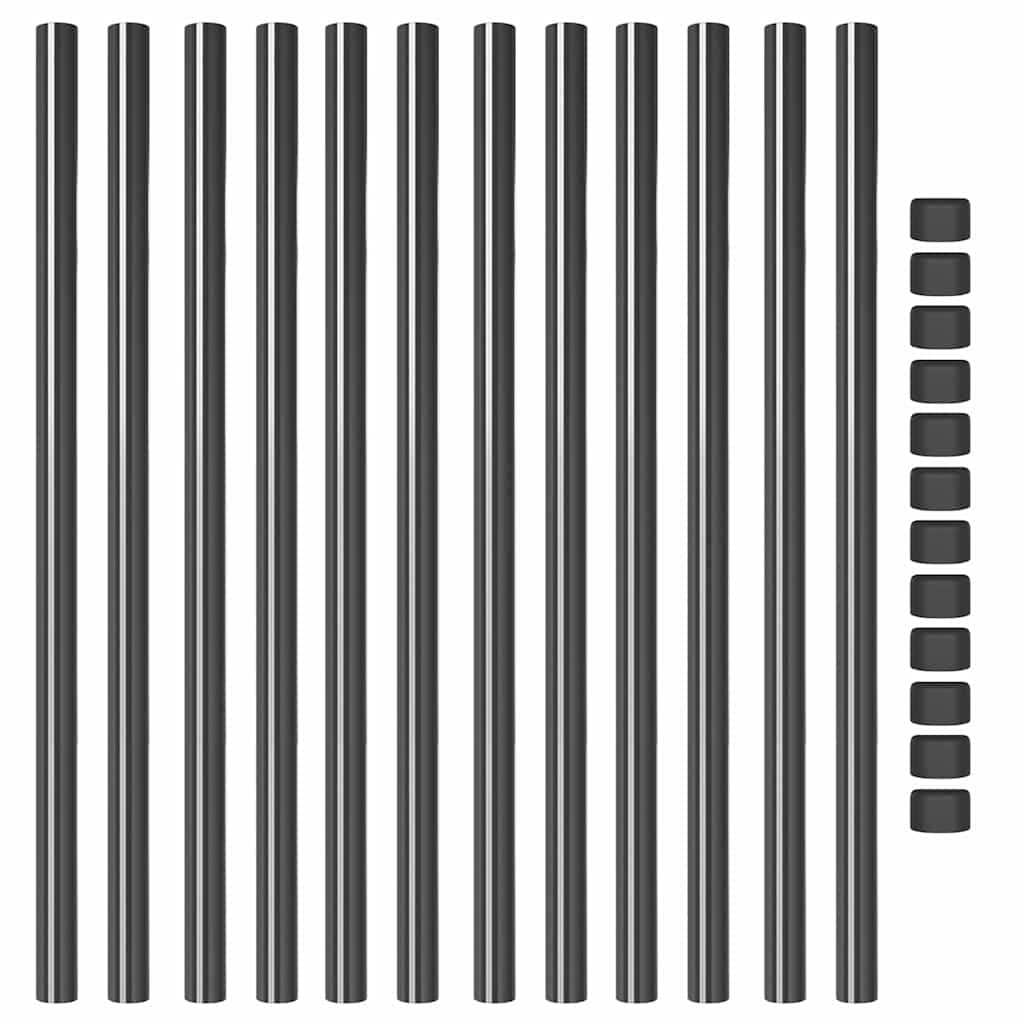 Plotové sloupky 12 pcs Šedá 110 cm Práškově lakovaná ocel