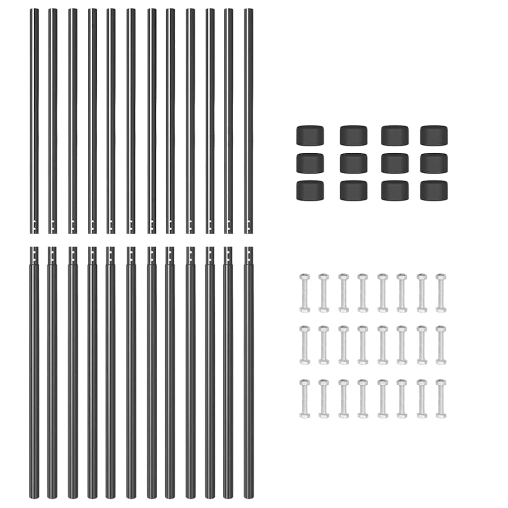 Plotové sloupky 12 pcs Šedá 160 cm Práškově lakovaná ocel