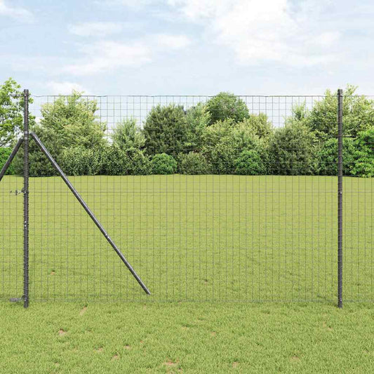 Plotové sloupky 12 pcs Šedá 200 cm Práškově lakovaná ocel