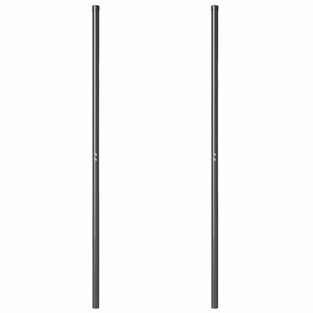 Plotové sloupky 2 pcs Šedá 210 cm Práškově lakovaná ocel