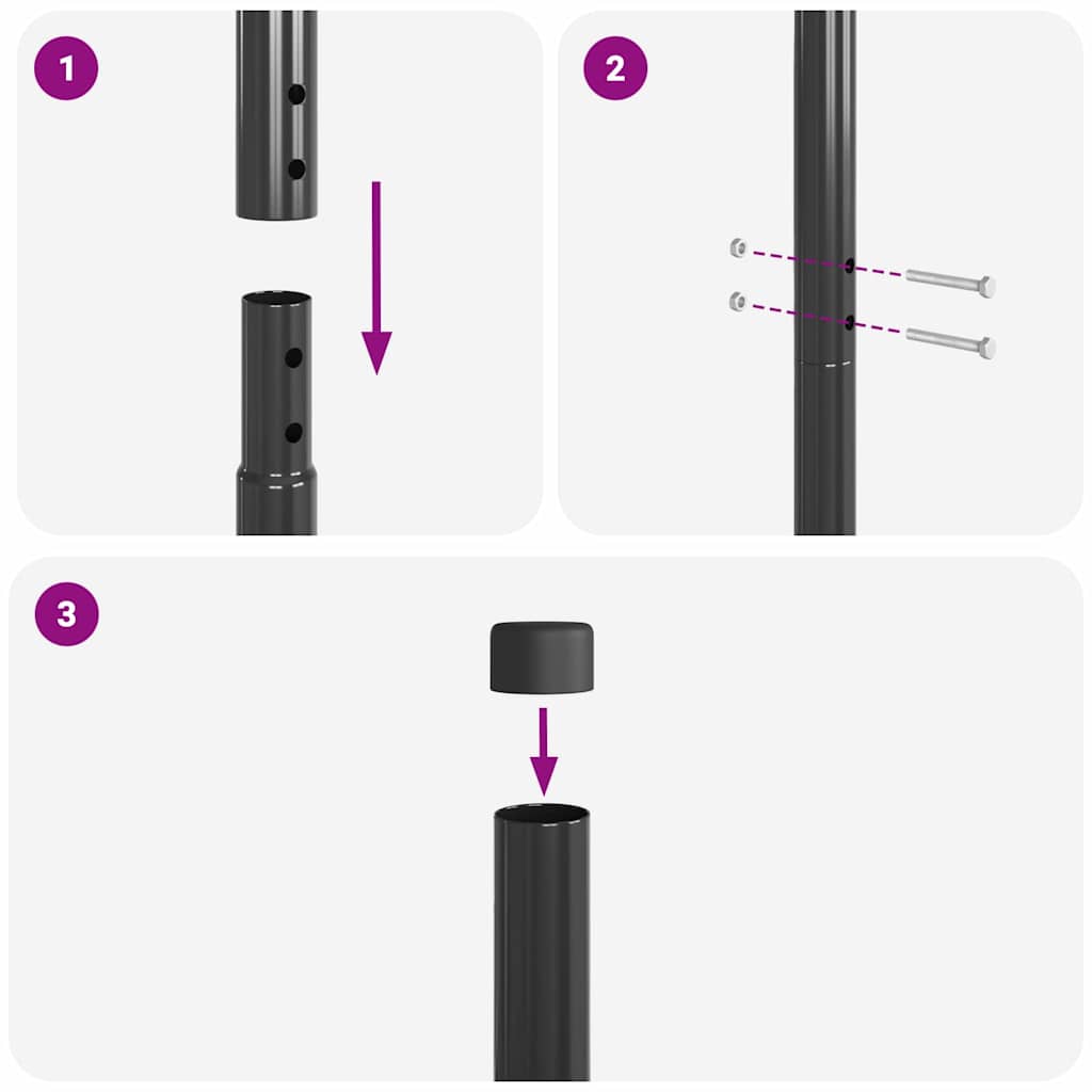 Plotové sloupky 2 pcs Šedá 210 cm Práškově lakovaná ocel