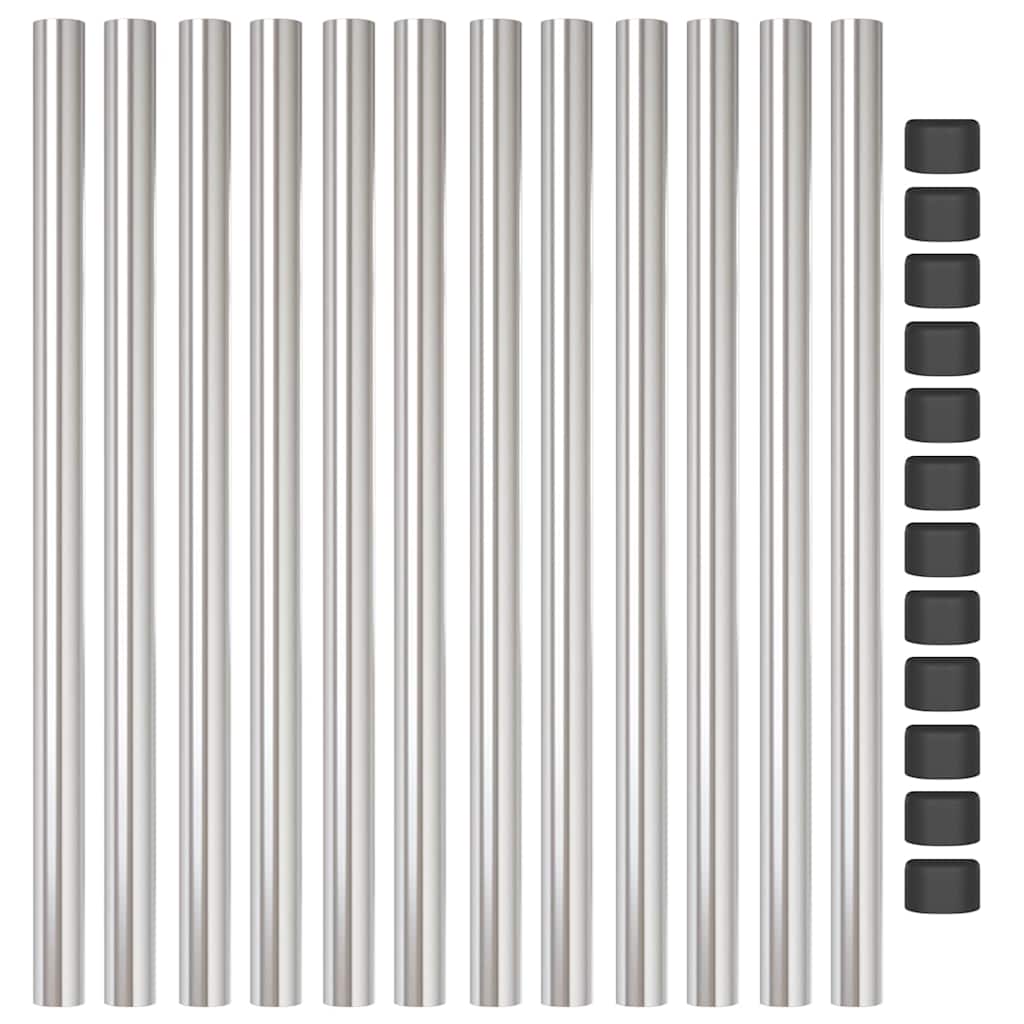 Plotové sloupky 12 pcs Stříbrná 60 cm Práškově lakovaná ocel