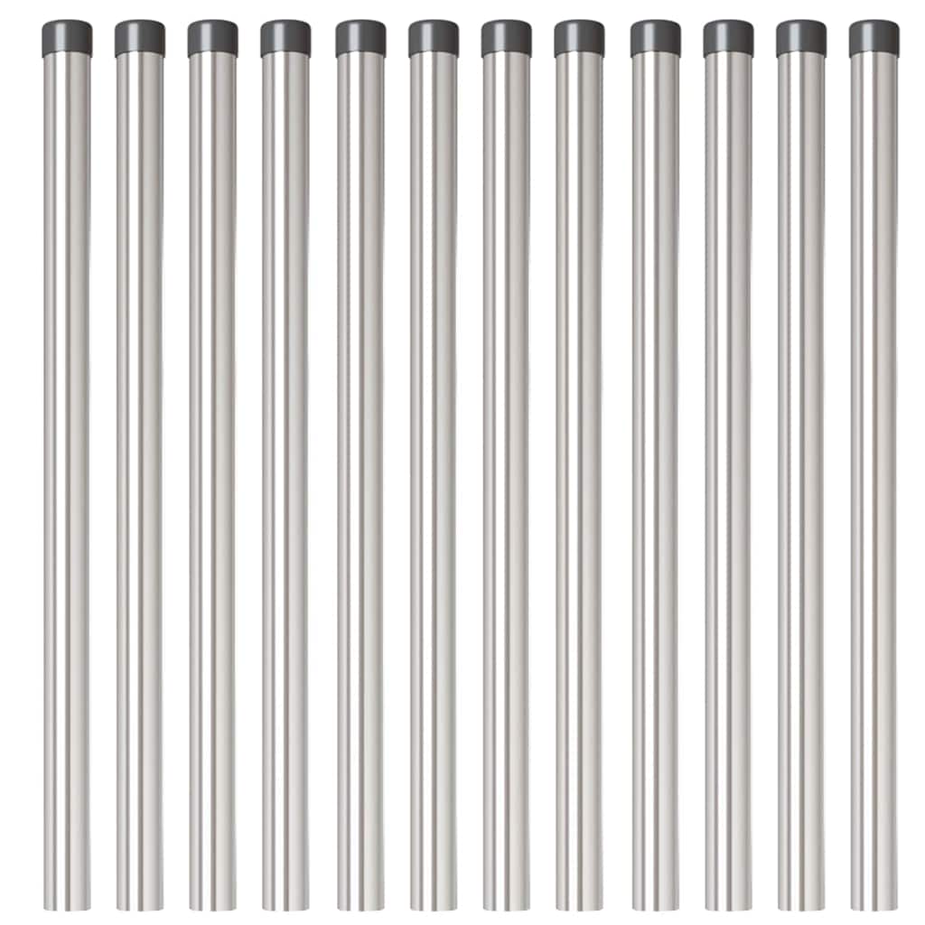 Plotové sloupky 12 pcs Stříbrná 70 cm Práškově lakovaná ocel