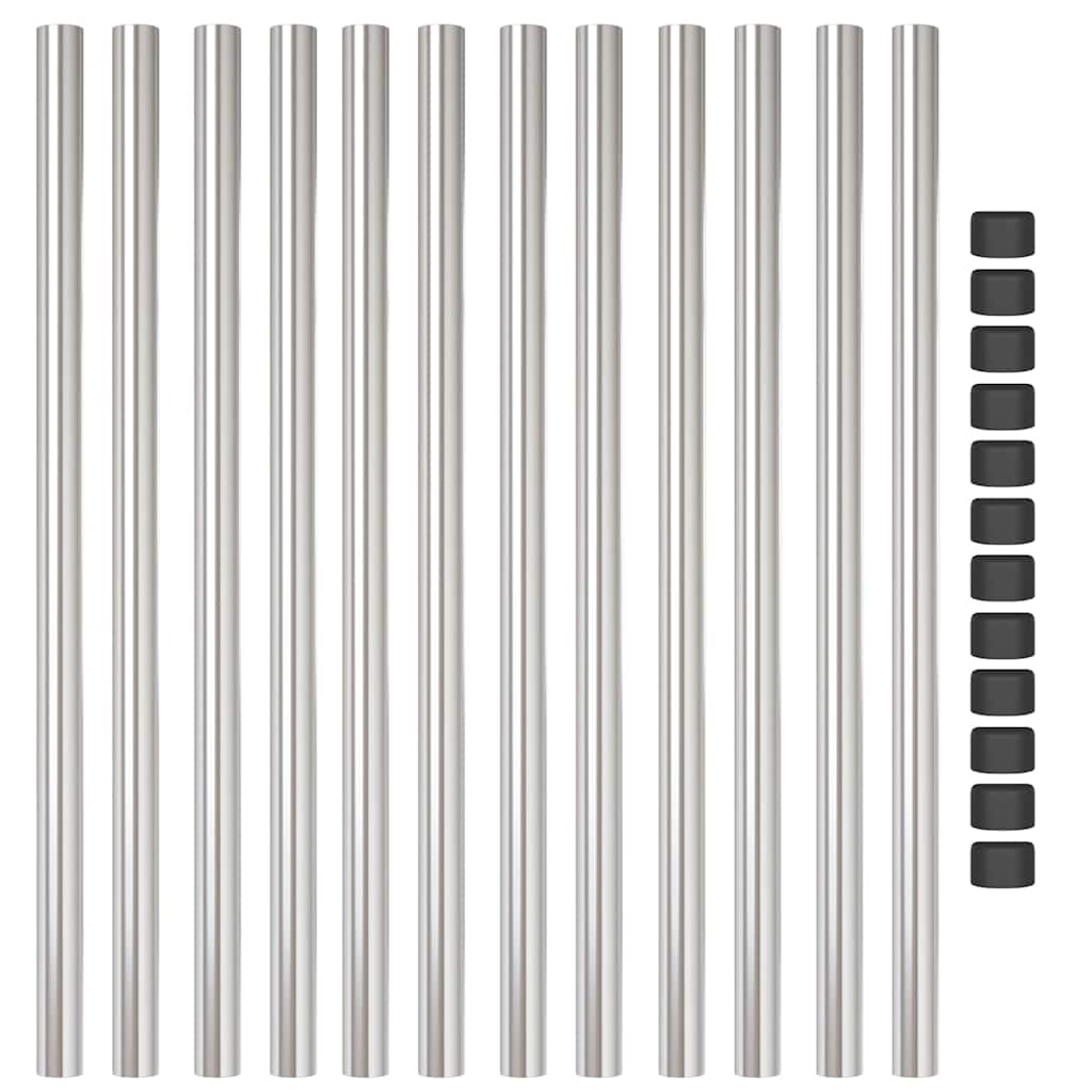 Plotové sloupky 12 pcs Stříbrná 110 cm Práškově lakovaná ocel