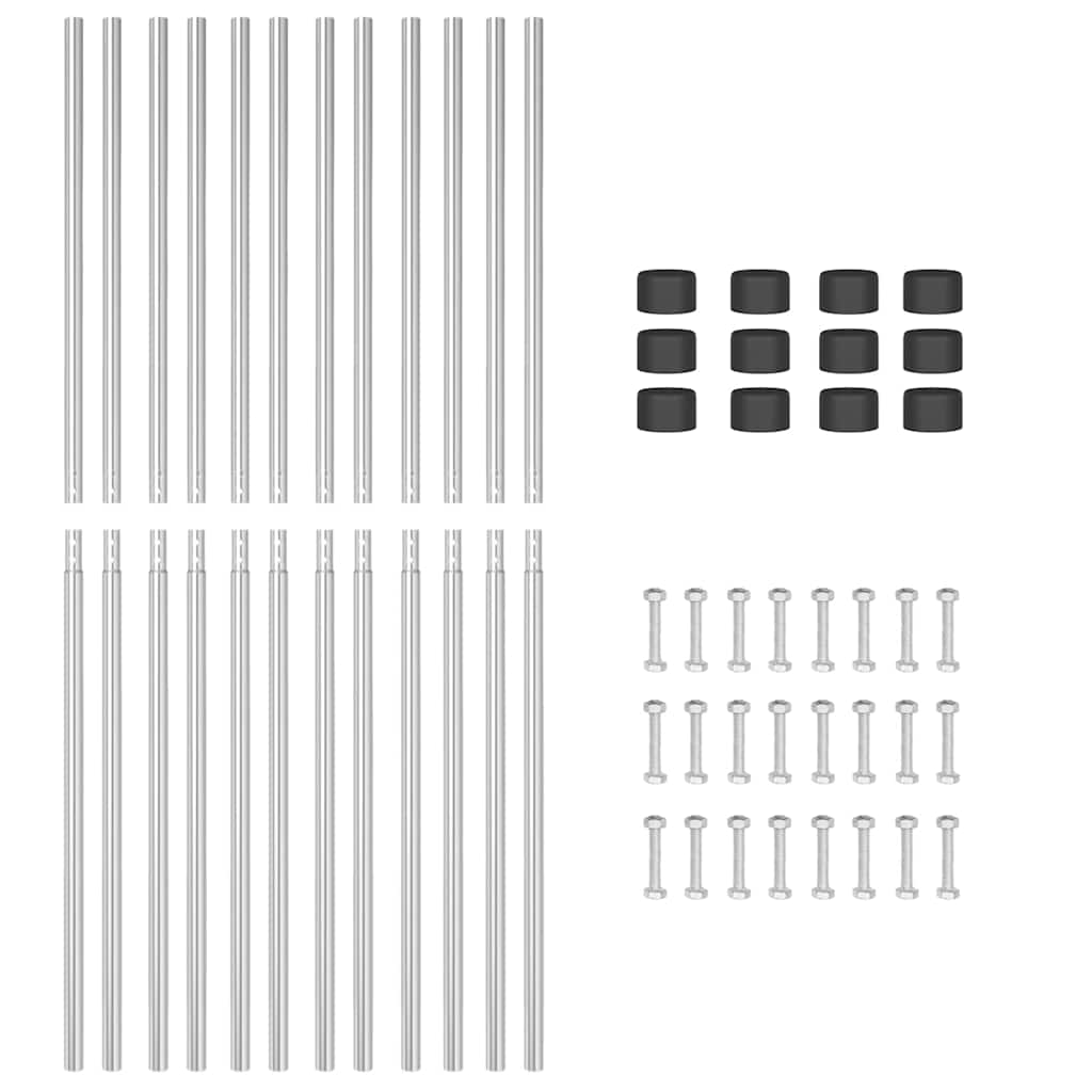 Plotové sloupky 12 pcs Stříbrná 140 cm Práškově lakovaná ocel