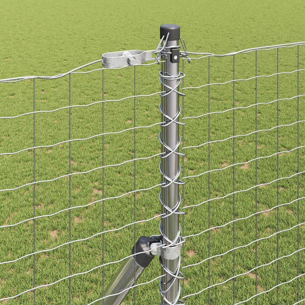 Plotové sloupky 2 pcs Stříbrná 200 cm Práškově lakovaná ocel