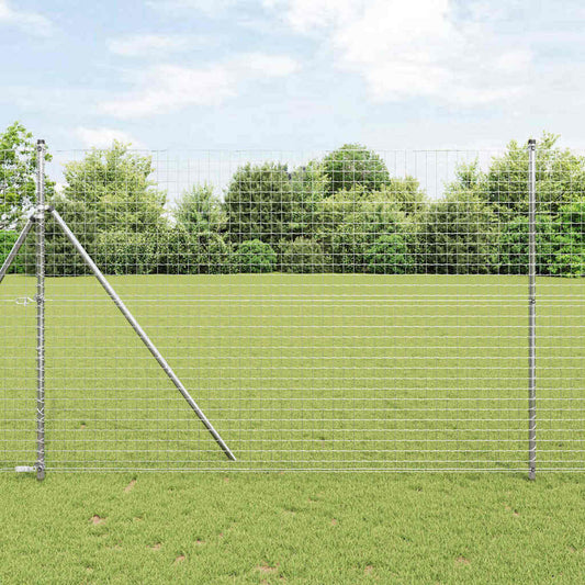 Plotové sloupky 2 pcs Stříbrná 200 cm Práškově lakovaná ocel