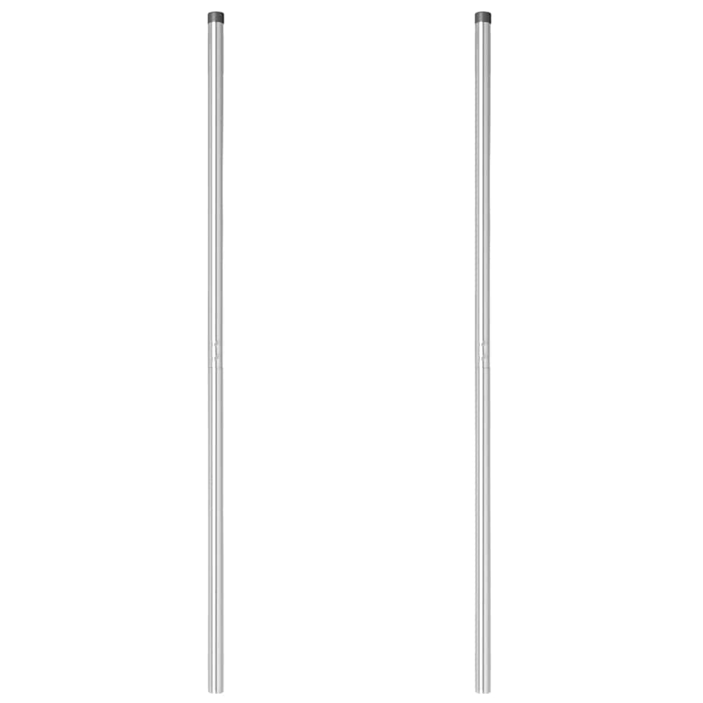 Plotové sloupky 2 pcs Stříbrná 200 cm Práškově lakovaná ocel