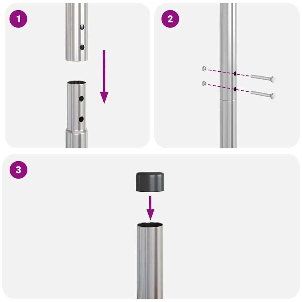 Plotové sloupky 2 pcs Stříbrná 200 cm Práškově lakovaná ocel