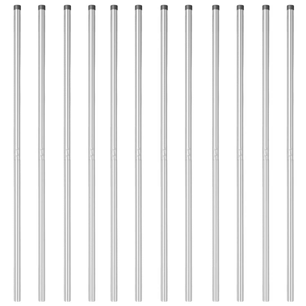 Plotové sloupky 12 pcs Stříbrná 200 cm Práškově lakovaná ocel