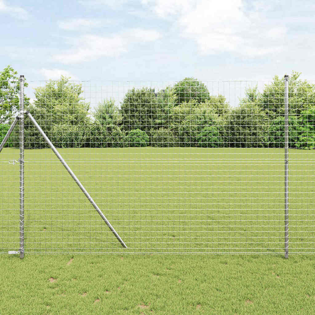 Plotové sloupky 12 pcs Stříbrná 210 cm Práškově lakovaná ocel