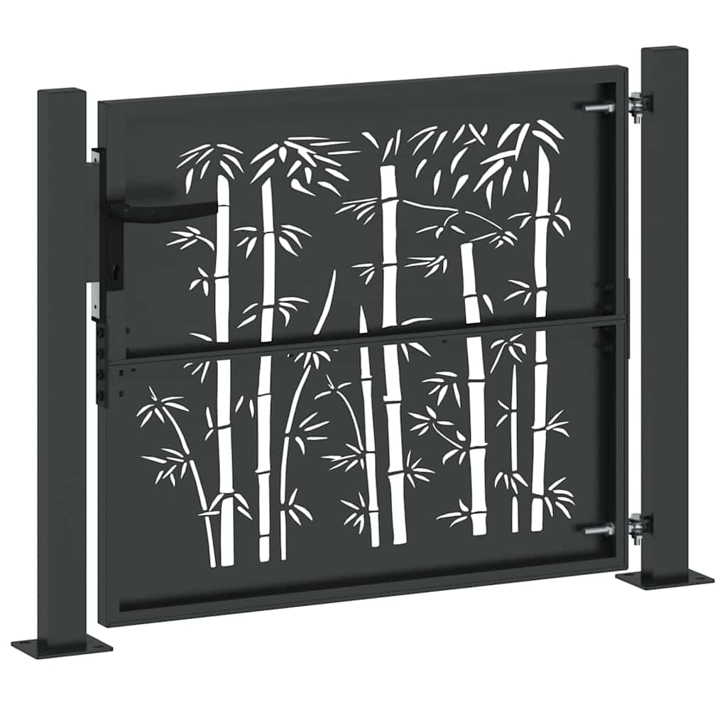 Zahradní brána, Zahradní brána 105x75 cm design z cortenové oceli s bambusem