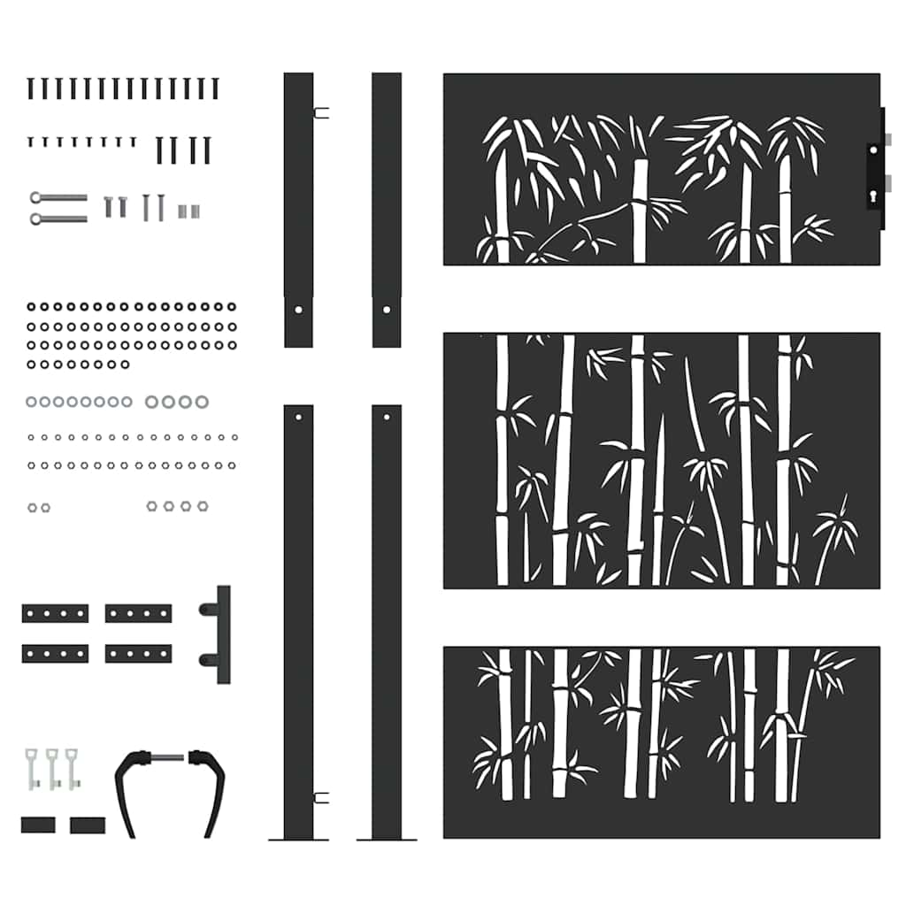Zahradní brána, Zahradní brána 105x75 cm design z cortenové oceli s bambusem
