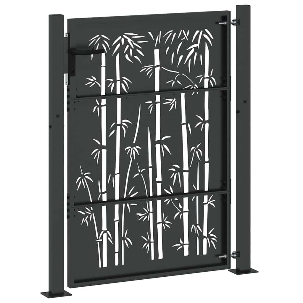 Zahradní brána, Zahradní brána 105x75 cm design z cortenové oceli s bambusem