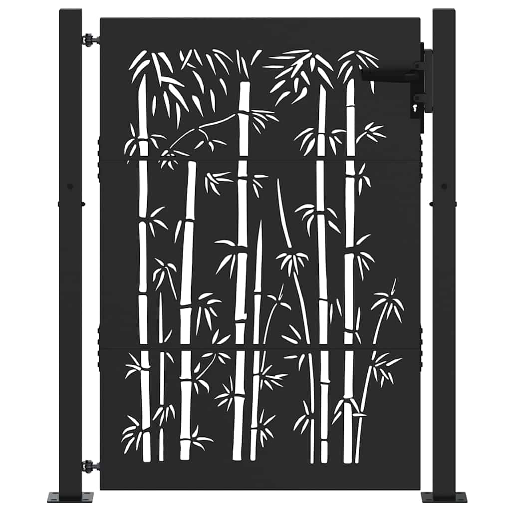 Zahradní brána, Zahradní brána 105x75 cm design z cortenové oceli s bambusem