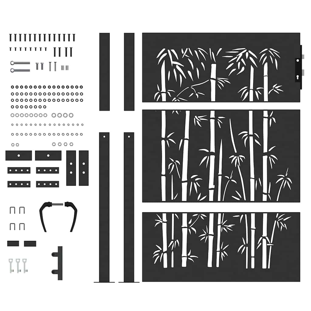 Zahradní brána, Zahradní brána 105x75 cm design z cortenové oceli s bambusem