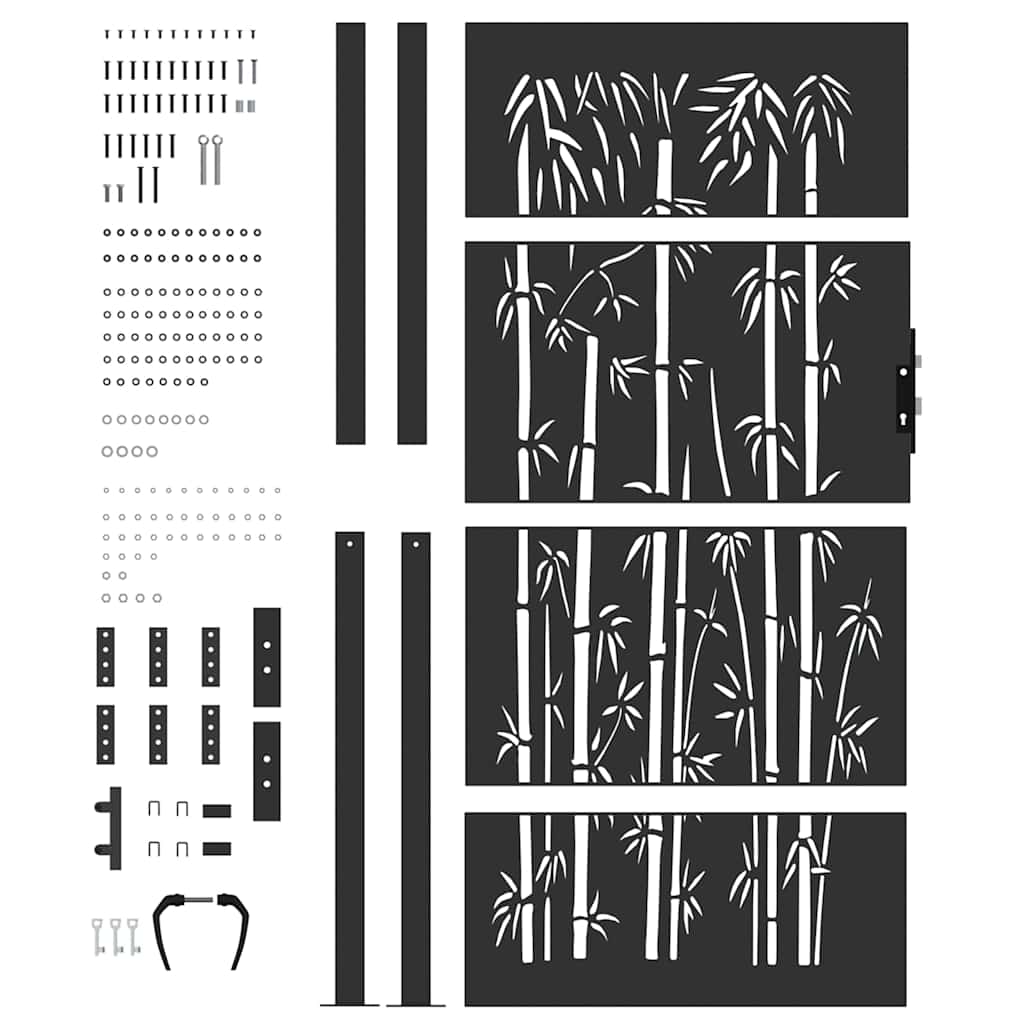 Zahradní brána, Zahradní brána 105x75 cm design z cortenové oceli s bambusem