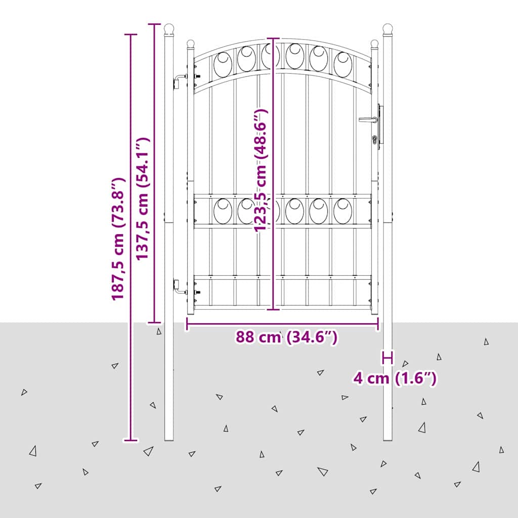 Brána na plot Šedá 170 x 100 cm Práškově lakovaná ocel