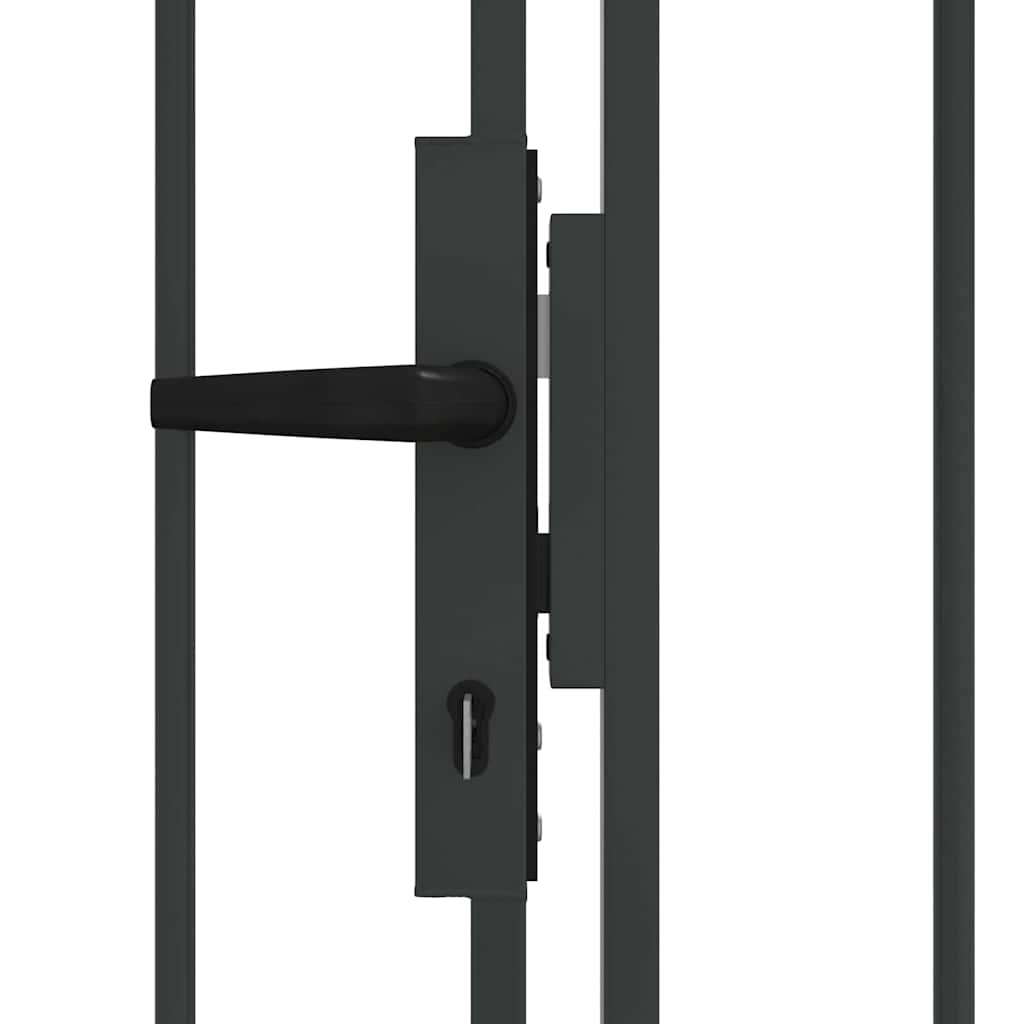 Plotová brána se zámkem Šedá 300 x 125 cm Ocel