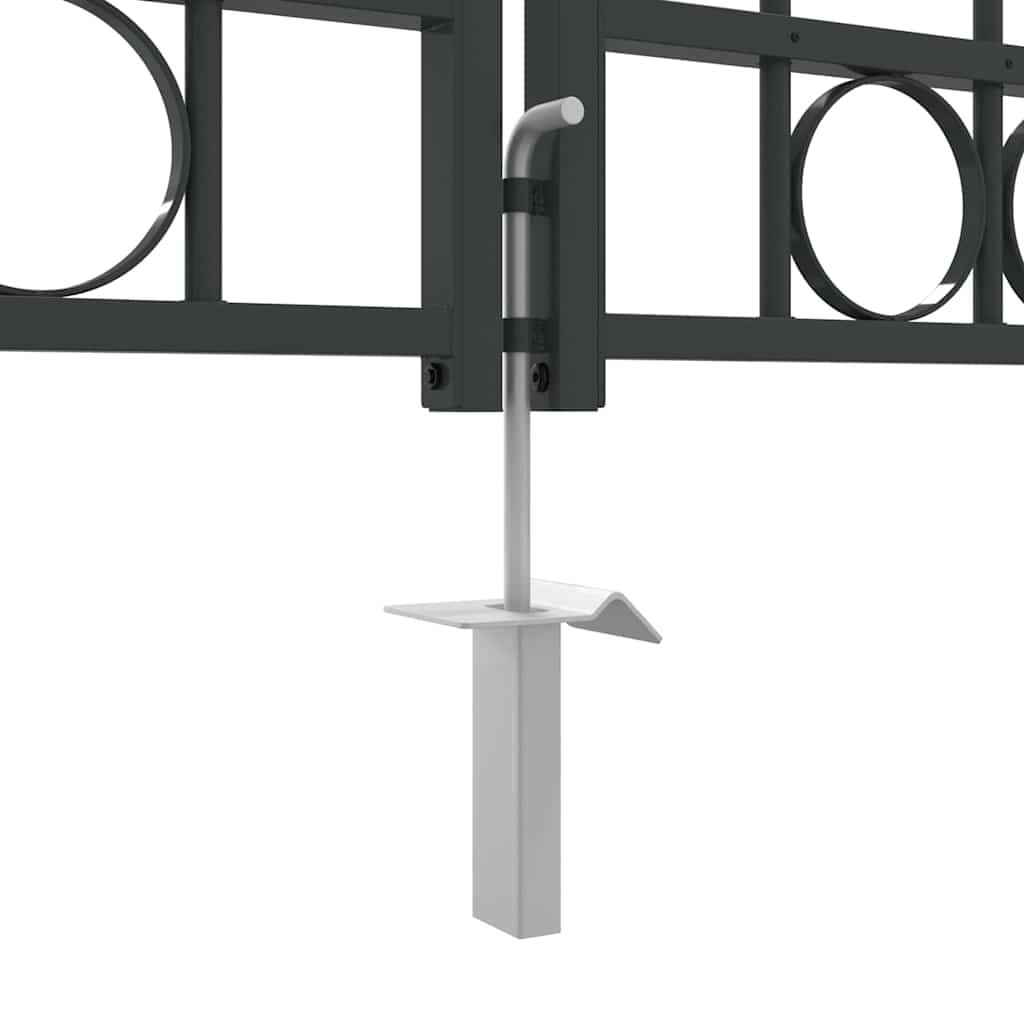 Plotová brána se zámkem Šedá 400 x 175 cm Ocel