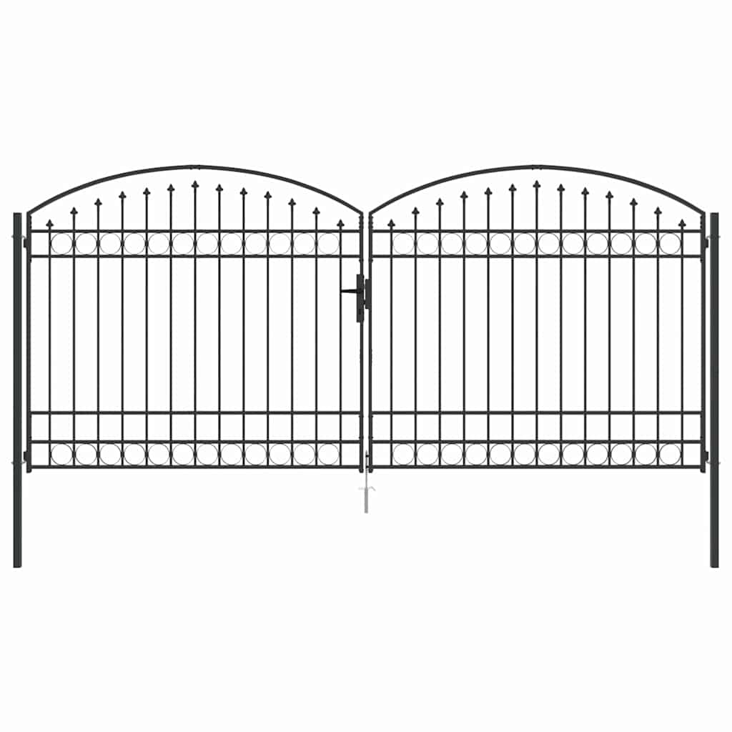 Plotová brána se zámkem Šedá 400 x 175 cm Ocel