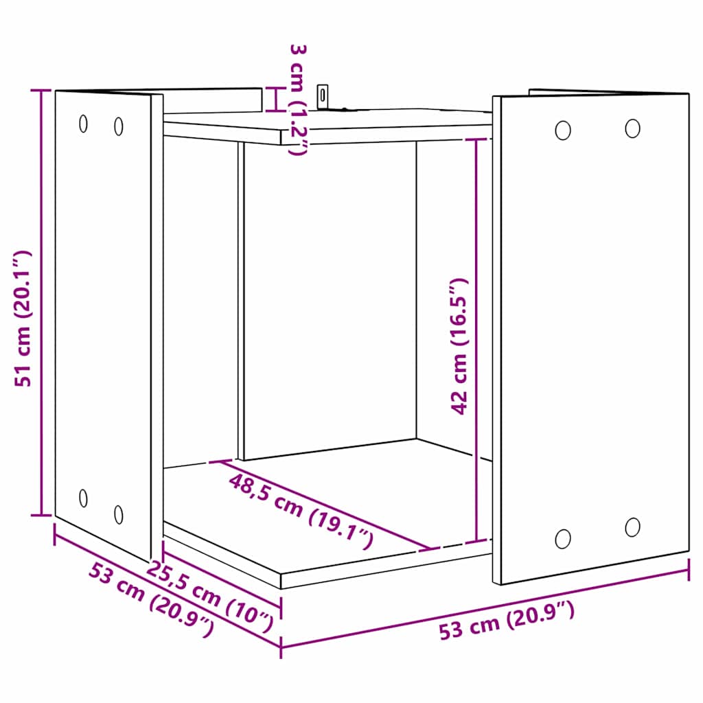 Enclosure pro kočičí záchod Černý dub 53 x 53 x 51 cm