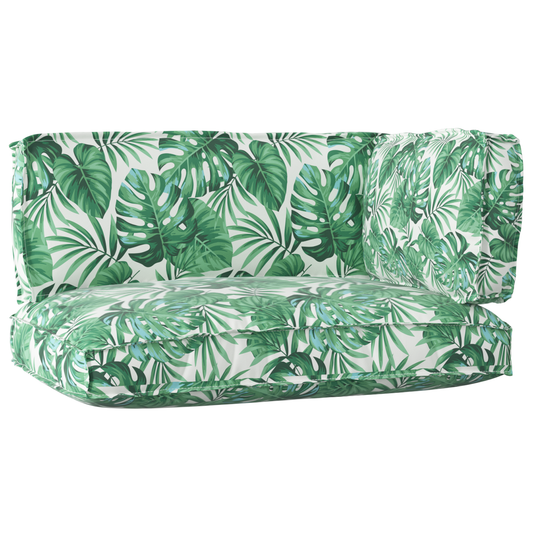 Sada polštářů na paletu 3 pcs Vzor listí 120 x 80 x 12 cm