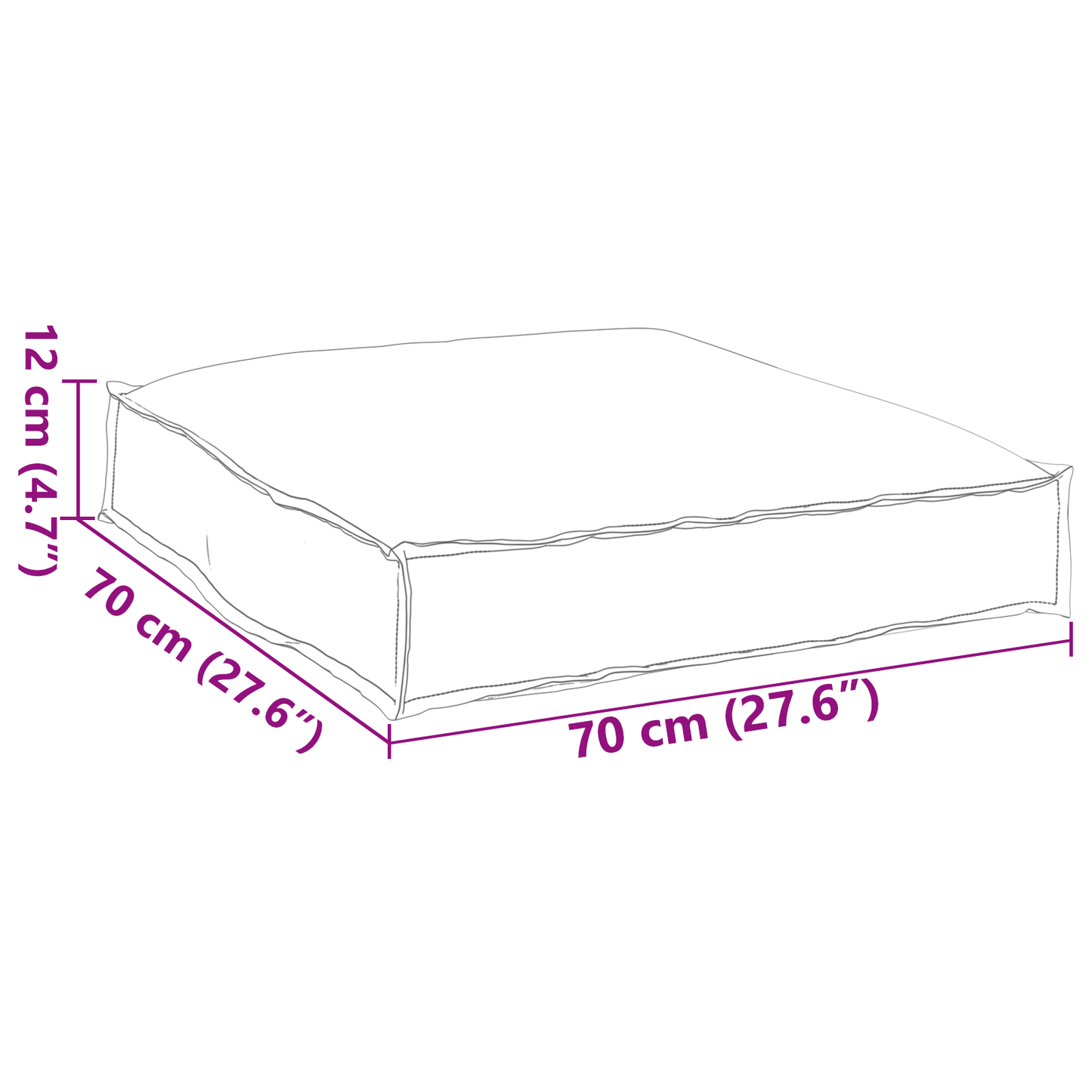 Polstr na paletové sedadlo Antracit 70 x 70 x 12 cm