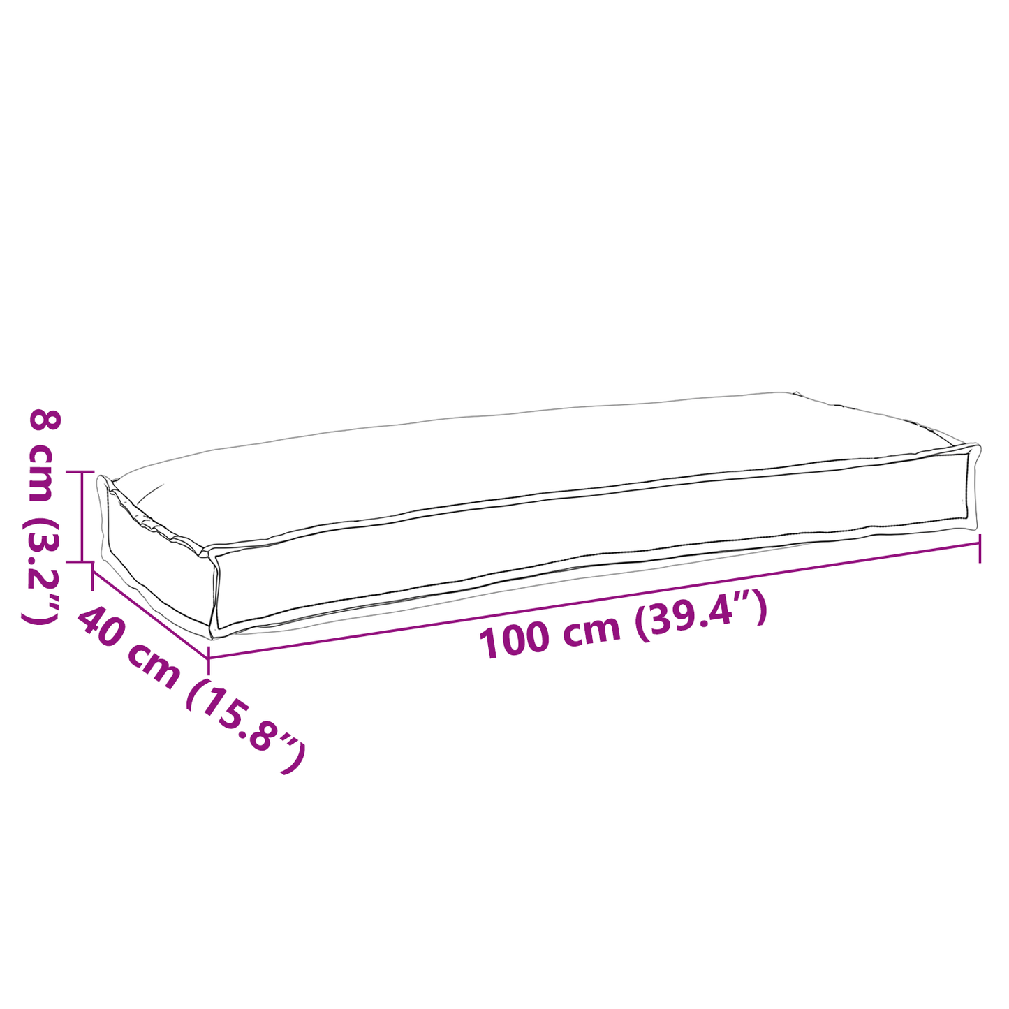 Sada polštářů na paletu 2 pcs Krémová 100 x 40 x 8 cm