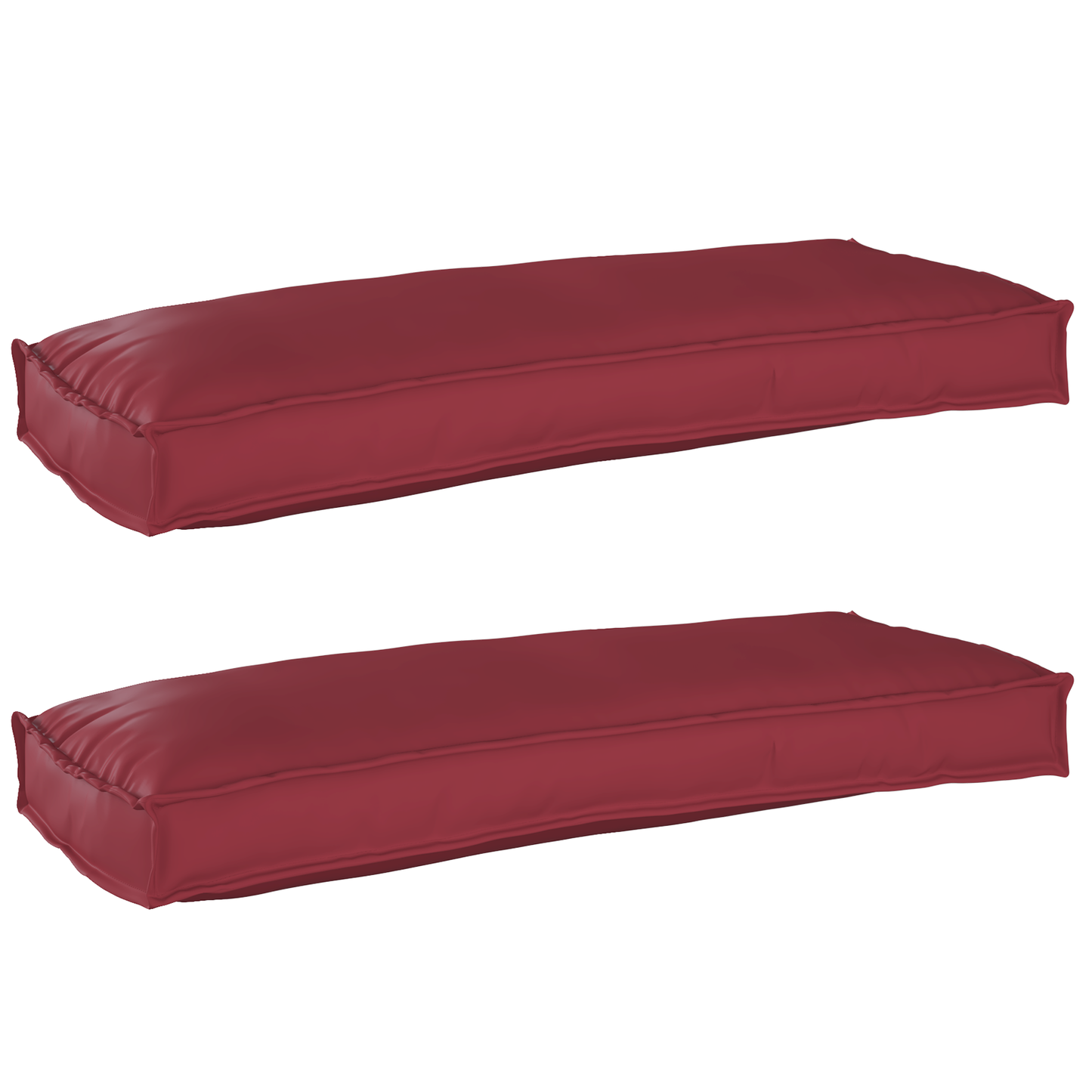 Sada polštářů na paletu 2 pcs vínová červená 100 x 40 x 8 cm
