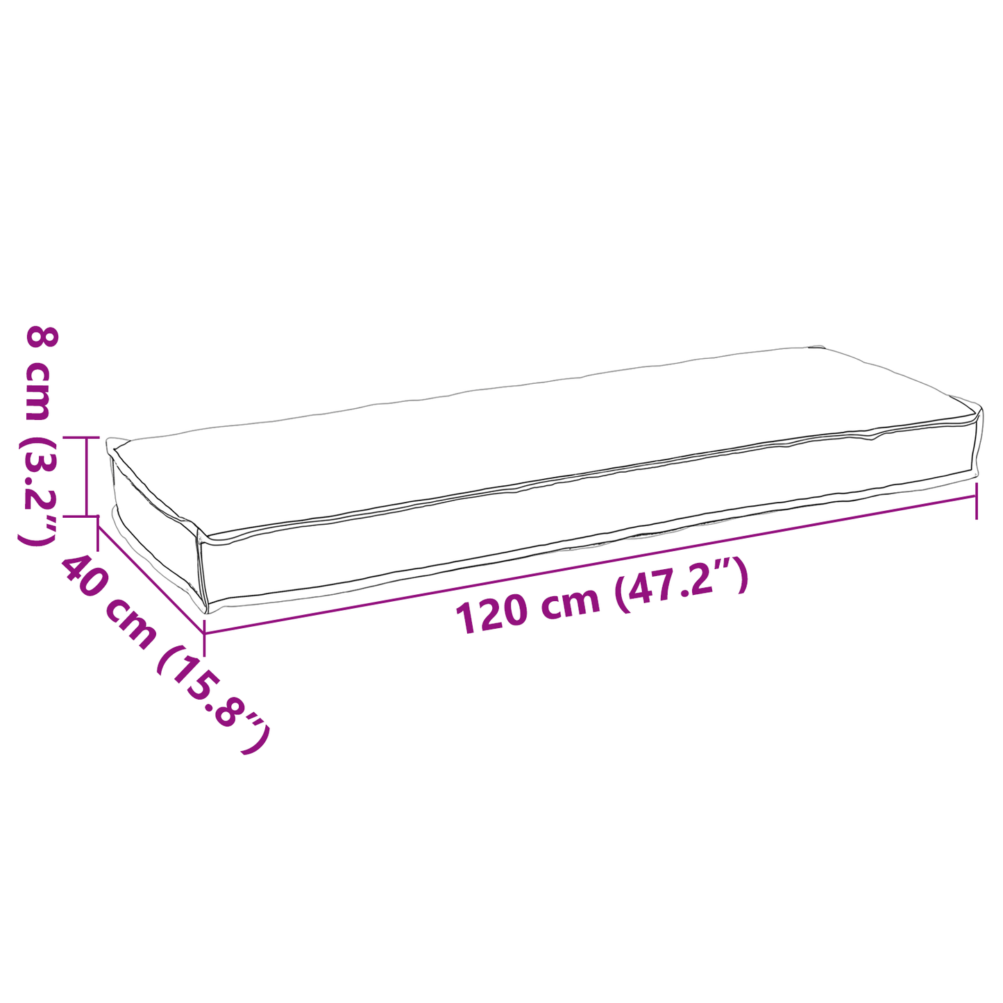 Sada polštářů na paletu 2 pcs Antracit 120 x 40 x 8 cm