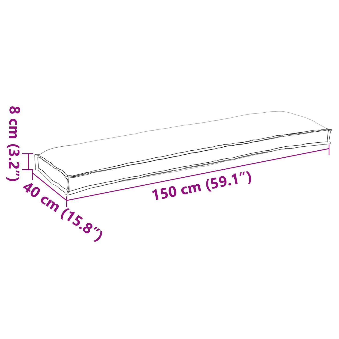 Sada polštářů na paletu 2 pcs Antracit 150 x 40 x 8 cm